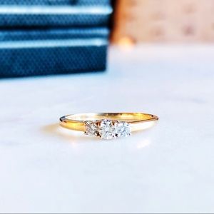 Vintage 14K Gold Three 1/4 Diamond Engagement Ring